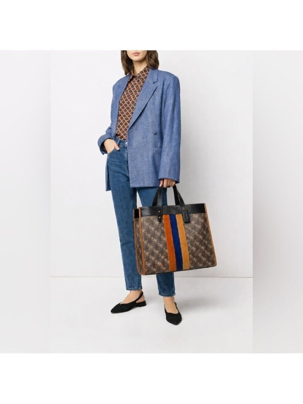 Coach Field Tote Bag 40 With Horse And Carriage Print And Varsity Stripe - Picture 4 of 16